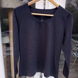 Talbots Black Long Sleeve Cotton Tee Size PM